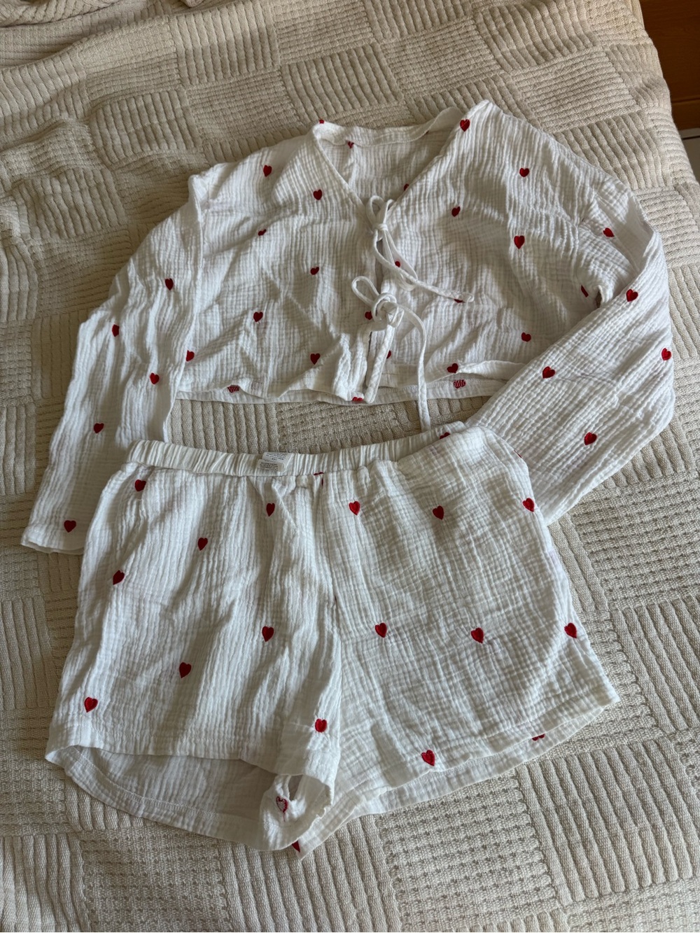& Other Stories White Two-Piece Heart-Print Cotton Set